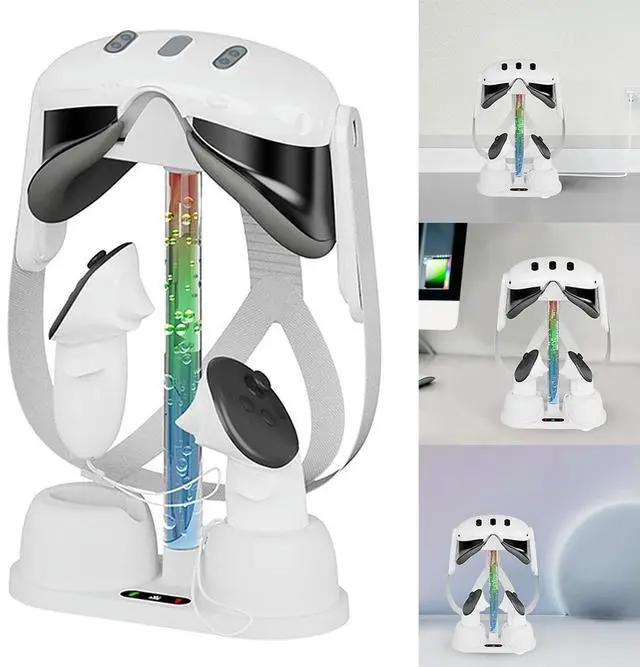 Alt view image 2 of 4 - Display Stand Controller Charger RGB Light Charging Dock Station Non-slip VR Headset Controller Stand for Oculus/Quest 3
