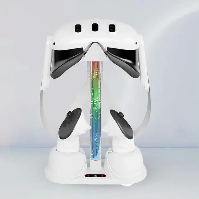 Alt view image 3 of 4 - Display Stand Controller Charger RGB Light Charging Dock Station Non-slip VR Headset Controller Stand for Oculus/Quest 3