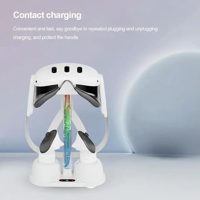 Alt view image 4 of 4 - Display Stand Controller Charger RGB Light Charging Dock Station Non-slip VR Headset Controller Stand for Oculus/Quest 3