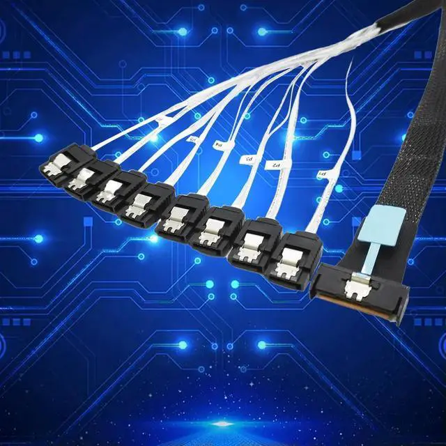 Alt view image 2 of 7 - 0.5M Cable Server Hard Drive Conversion Cable PCIe5.0 Slimline SAS MCIO 8I To 8*SATA Cable SAS MCIO 8I 74P To 8*SATA 7P Cord