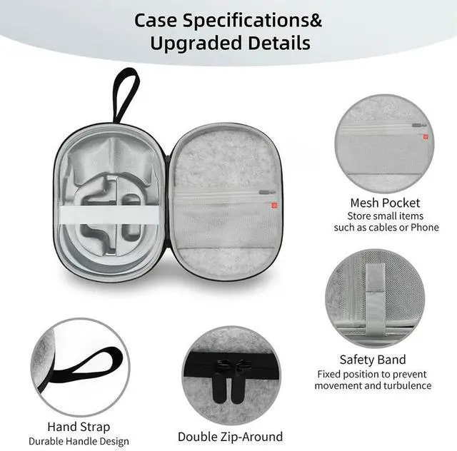 Alt view image 4 of 5 - Carrying Case Anti-scratch Portable Travel Carry Handbag with Mesh Pocket Carrying Bag for Vision Pro Case