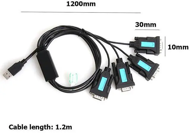 Alt view image 4 of 4 - PL2303 Chip 4 Port USB to RS-232 9-Pin DB9 Serial Cable Male A Adapter Converter PC Notebook Accessories