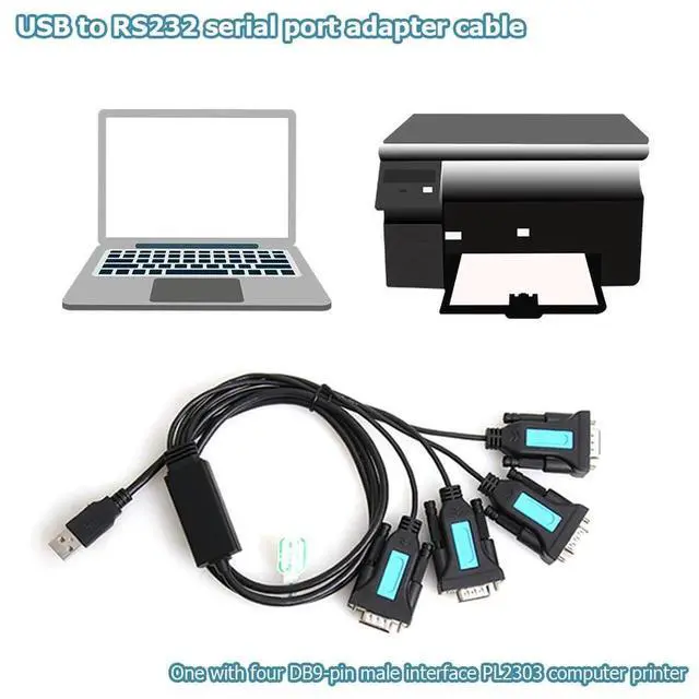 Alt view image 3 of 4 - PL2303 Chip 4 Port USB to RS-232 9-Pin DB9 Serial Cable Male A Adapter Converter PC Notebook Accessories