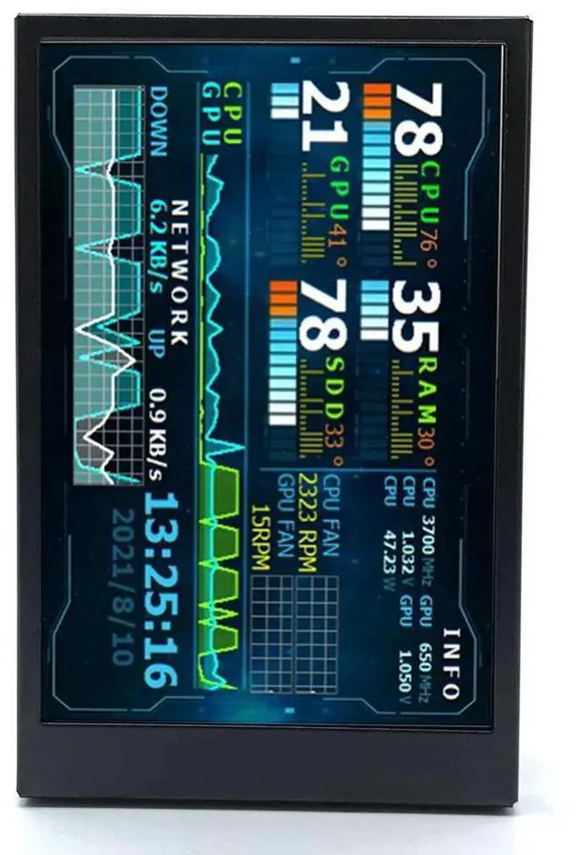 Alt view image 3 of 4 - 3.5 Inch Screen Auxiliary 2 Usb-C Ports Display Screen Monitor 320x480 AIDA64 H35PRO for Raspberry Pi Computer ITX PC Case