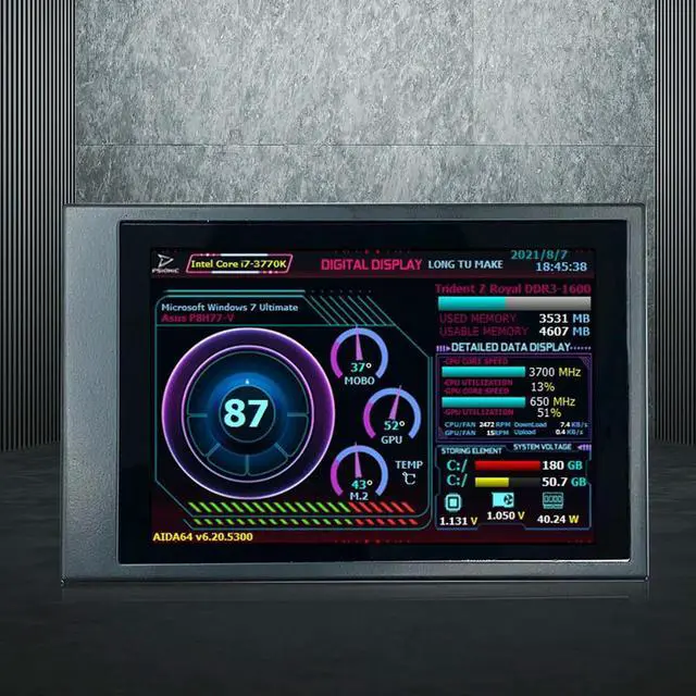 Main image of 3.5 Inch Screen Auxiliary 2 Usb-C Ports Display Screen Monitor 320x480 AIDA64 H35PRO for Raspberry Pi Computer ITX PC Case