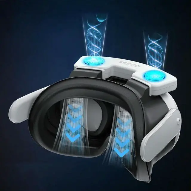 Alt view image 3 of 4 - VR Cooling Fan Air Circulation Breathable Cooling Fan Face Cover 3 Speeds with PU Face Cushion Pad for Quest 3 VR Headset