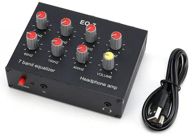 Alt view image 4 of 4 - 7 Band Equalizer 3.5mm Jack Dual Channel Audio Headset Amplifier 12dB High Bass Adjustment for Mobile Phone Game Console