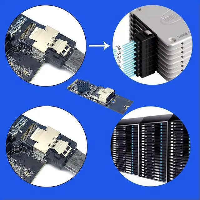 Alt view image 4 of 4 - M.2 NVME To Mini SAS SFF-8087 Expansion Card Support 4 Port SFF8087 To M2 NVME Adapter with Cable HDD SSD SATA Controller