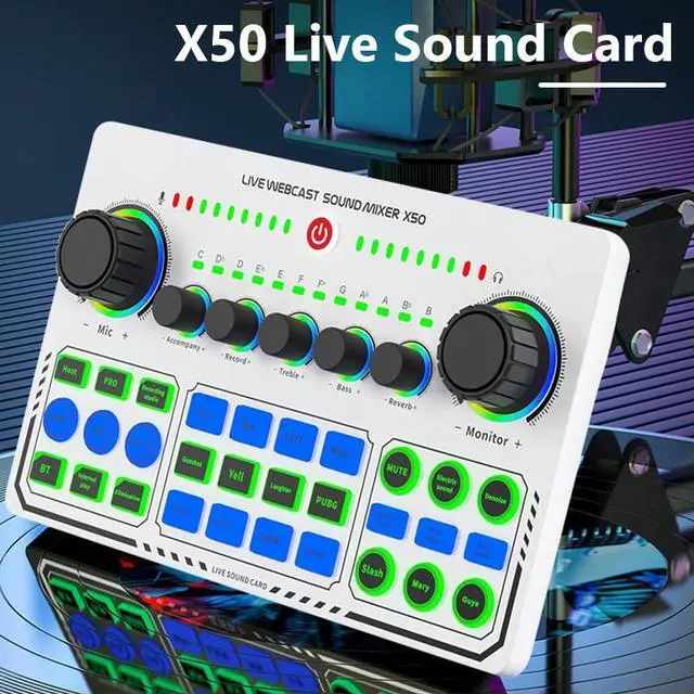 Main image of X50 Live Sound Card Bluetooth-Compatible DJ Mixer Professional Audio Mixer Multiple Sound Effects Live Stream USB Sound Card