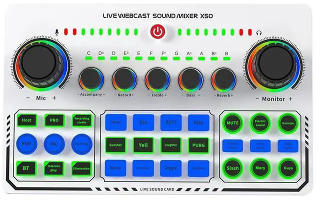 Alt view image 3 of 4 - X50 Live Sound Card Bluetooth-Compatible DJ Mixer Professional Audio Mixer Multiple Sound Effects Live Stream USB Sound Card