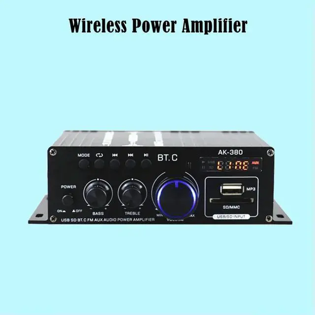 Alt view image 4 of 4 - AK380 Bluetooth-Compatible Amplifier 2 Channel Home Theater Amplifier HIFI Bass 40W+40W Music Player USB AUX for Home Car