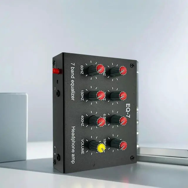 Alt view image 2 of 4 - EQ-7 Sound Equalizer 2 Channel 7-segment Equalizer with 12V Power Adapter Sound Amplifier Adjust High Bass Sound