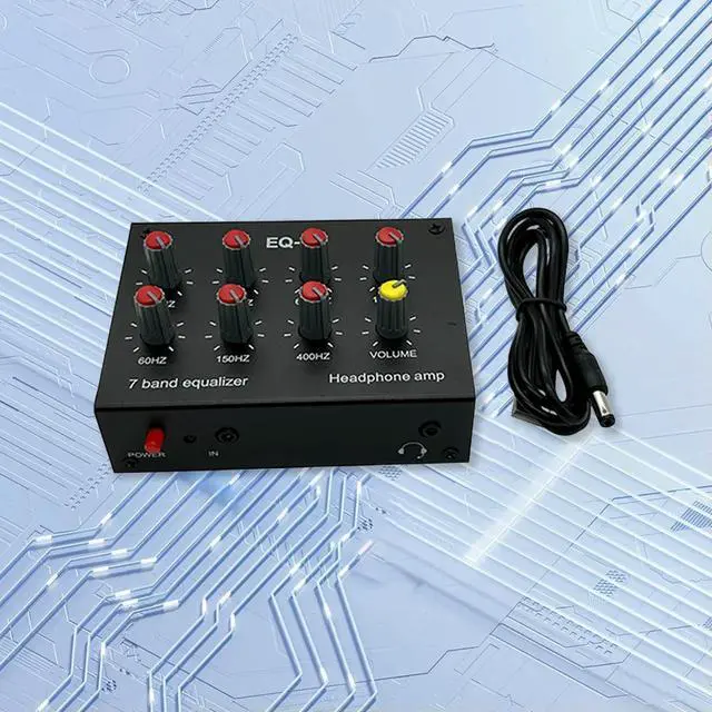 Alt view image 3 of 4 - EQ-7 Sound Equalizer 2 Channel 7-segment Equalizer with 12V Power Adapter Sound Amplifier Adjust High Bass Sound