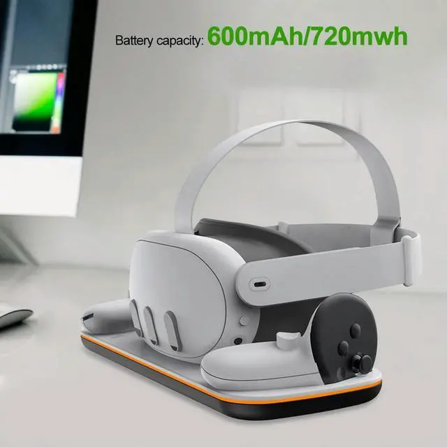 Alt view image 4 of 4 - VR Headset Controller Charging Dock VR Charging Cradle with 2 Rechargeable Batteries for Quest 3 VR Accessories