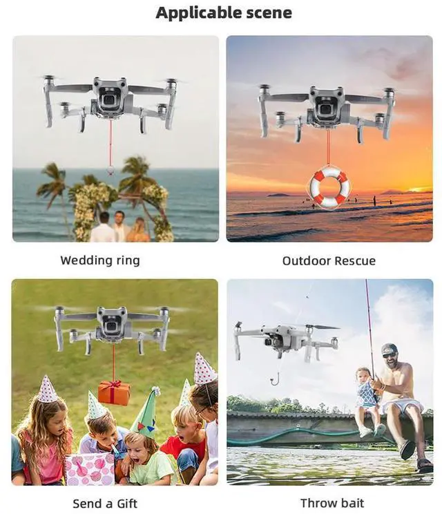 Alt view image 2 of 4 - For AIR 2S/AIR 2 Drone Airdrop Thrower System with Landing Gear Air Dropper Device for Fishing Wedding Search