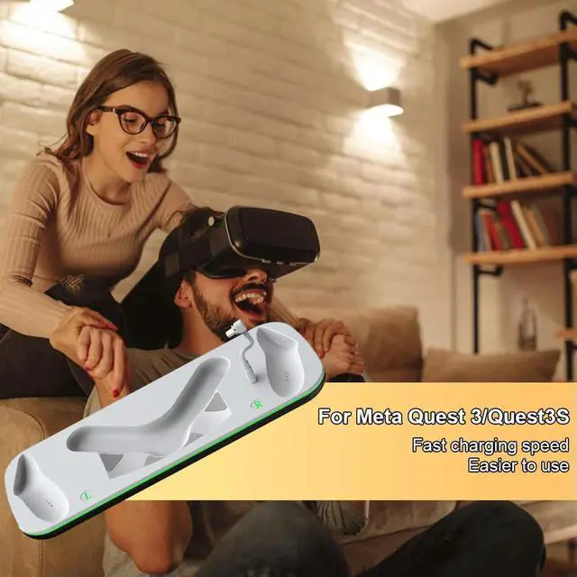 Alt view image 4 of 4 - For Quest 3/3S Charging Base VR Headset Controller Charger Dock Station With LED Indicator Controller Fast Charging Dock