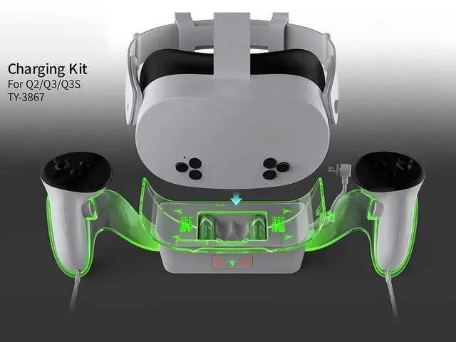 Alt view image 3 of 4 - VR Headset Charging Stand Controller Holder with 2 Rechargeable Batteries for Quest 3S/Quest 3/Quest 2 VR Headset