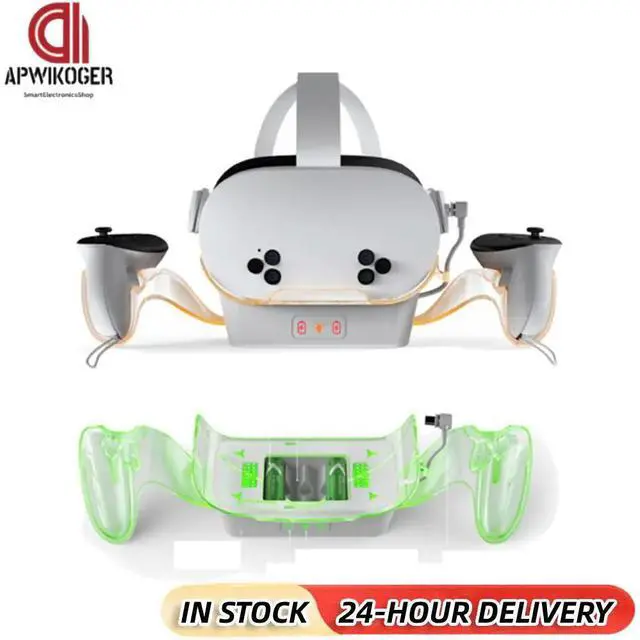 Main image of VR Headset Charging Stand Controller Holder with 2 Rechargeable Batteries for Quest 3S/Quest 3/Quest 2 VR Headset