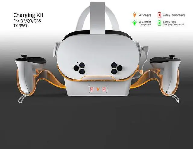 Alt view image 4 of 4 - VR Headset Charging Stand Controller Holder with 2 Rechargeable Batteries for Quest 3S/Quest 3/Quest 2 VR Headset