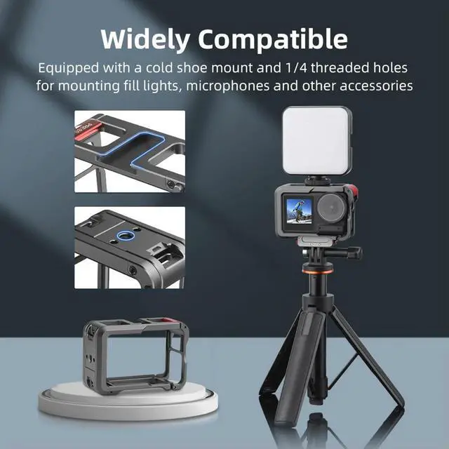 Alt view image 3 of 4 - Aluminum Alloy l Frame Cage with Cold Shoe 1/4inch Hole Protective Frame Mount Case for Osmo Action 3/4 Action Camera