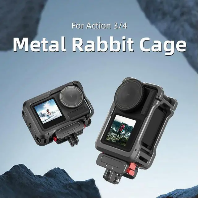 Alt view image 4 of 4 - Aluminum Alloy l Frame Cage with Cold Shoe 1/4inch Hole Protective Frame Mount Case for Osmo Action 3/4 Action Camera