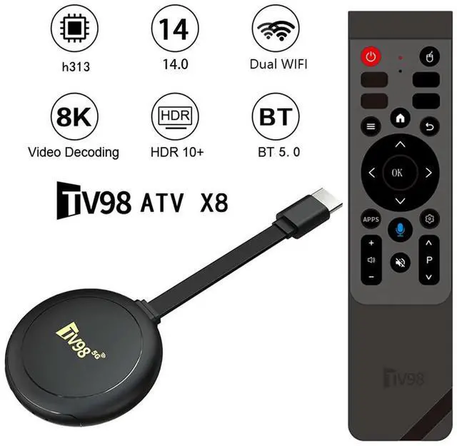 Alt view image 2 of 4 - Android 14 TV Box with Remote Set Top Box Quad Core ARM Cortex-A53 BT5.0 Media Player for HD Movies Internet Applications