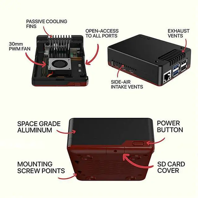 Alt view image 4 of 4 - Argon NEO 5 Case Aluminum Case with PWM Cooling Fan l Case Protective Case Suitable for Raspberry Pi 5