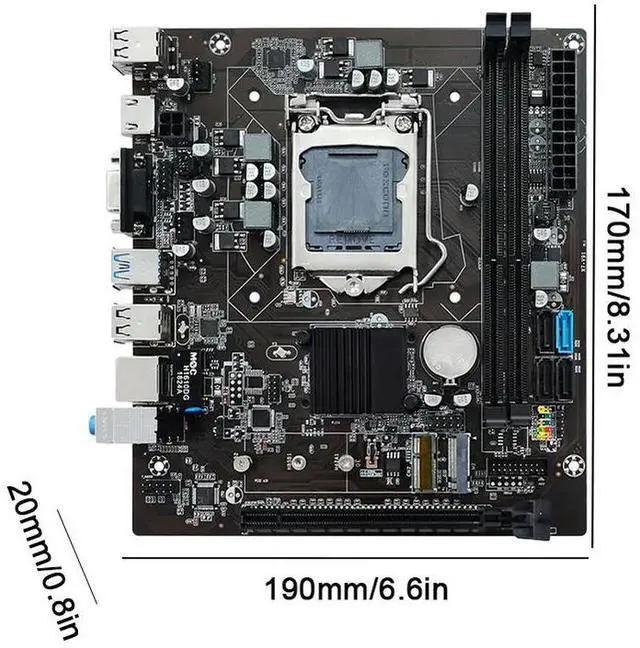 Alt view image 4 of 4 - B75 Desktop Motherboard Supports M.2 NVME A1155 Computer Motherboard DDR3 M-ATX Mainboard RAM 16GB SATA2.0/3.0 for I5 3470CPU