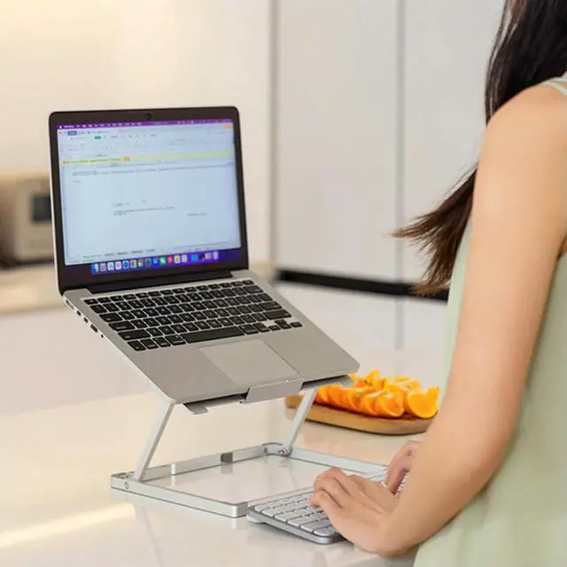 Alt view image 3 of 4 - Portable Laptop Stand Adjustable Height Ergonomic Notebook Holder Foldable Laptop Riser Aluminum Alloy for MacBook/