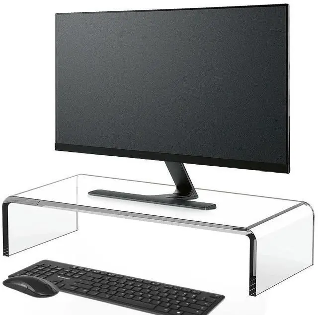 Alt view image 2 of 4 - Acrylic Monitor Stand Computer Stand Desk Clear Computer Monitor Stand for Home Office Printer TV Screen Keyboard