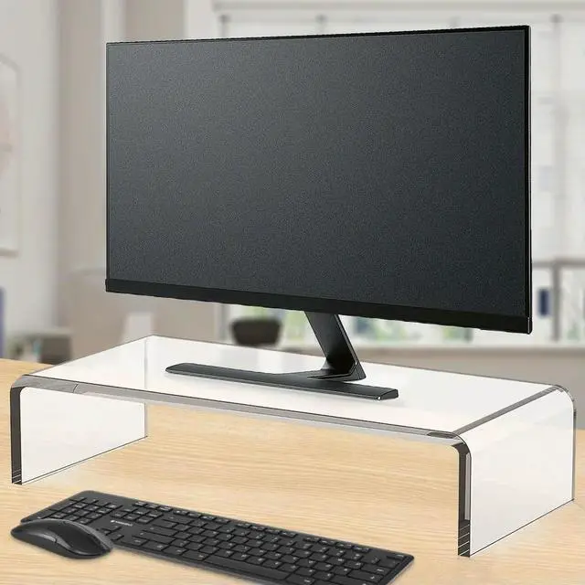 Alt view image 3 of 4 - Acrylic Monitor Stand Computer Stand Desk Clear Computer Monitor Stand for Home Office Printer TV Screen Keyboard