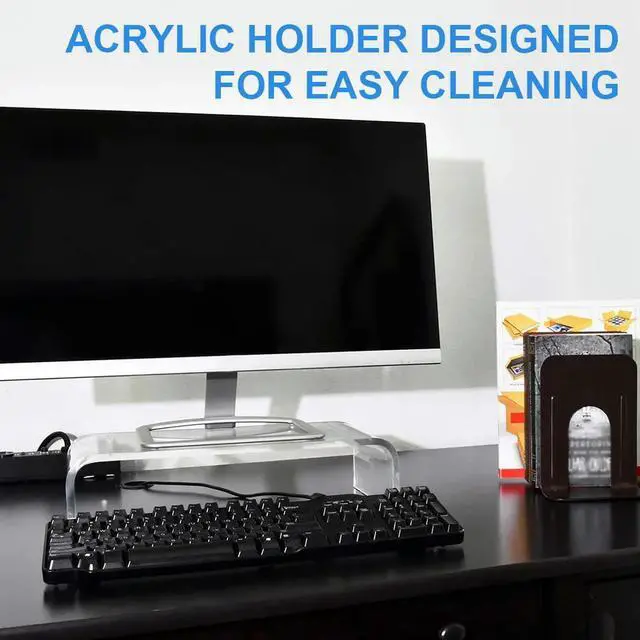 Alt view image 4 of 4 - Acrylic Monitor Stand Computer Stand Desk Clear Computer Monitor Stand for Home Office Printer TV Screen Keyboard