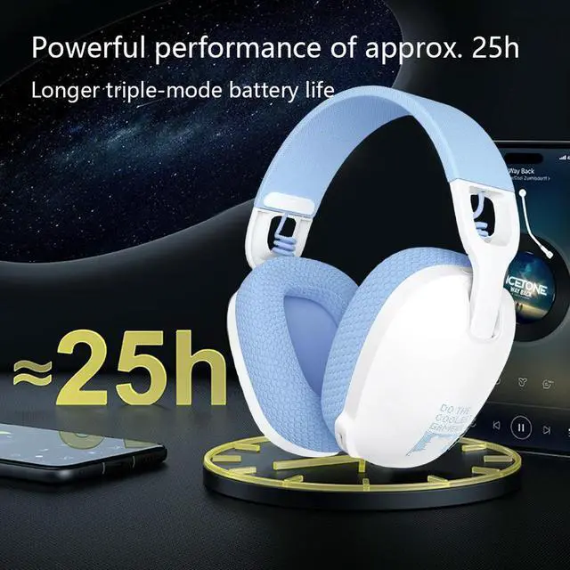 Alt view image 4 of 4 - Wireless Gaming Headset 2.4GHz/BT 5.3/Wired Gaming Headphones with Noise Canceling Microphone for PS4 PC Laptop