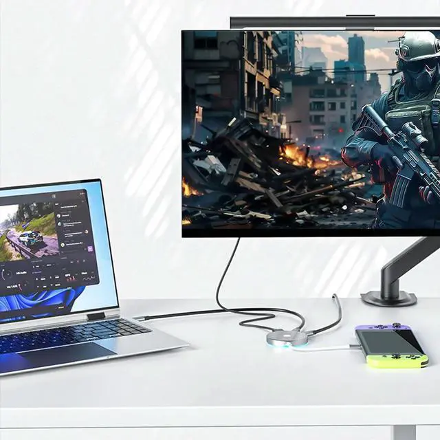 Alt view image 3 of 4 - USB 3.0 Hub Adapter PD Charging Portable Docking Station Video Capture TV Portable Docking Station for Nintendo Switch Laptop PC