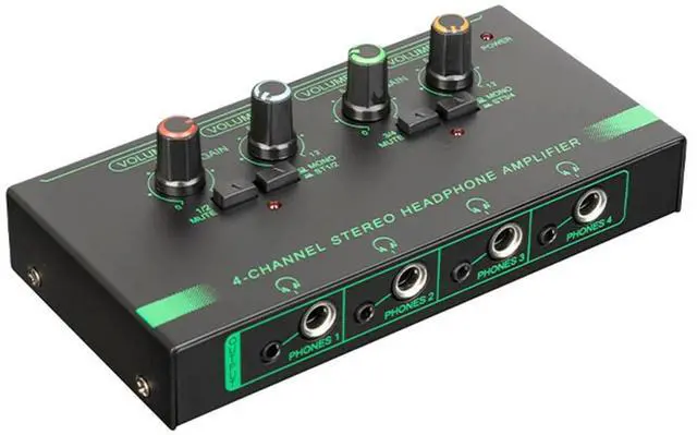 Alt view image 4 of 4 - 4/6 Channels Mini Audio Stereo Headphone Amp Volume Control l Stereo Audio Amplifier 6.35/3.5mm Input for Stage and Studios