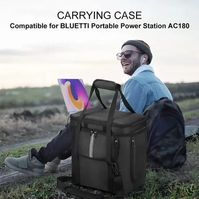 Alt view image 4 of 4 - Carrying Case for BLUETTI Portable Power Station AC180 Case Travel Carrying Bag Anti-drop with Shoulder Strap & Handle
