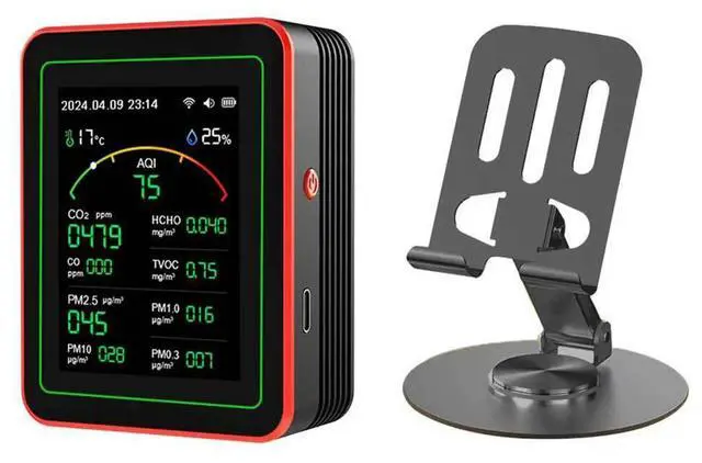 Main image of 15 In 1 Air Monitor Formaldehyde Detector for Home Office (Black)