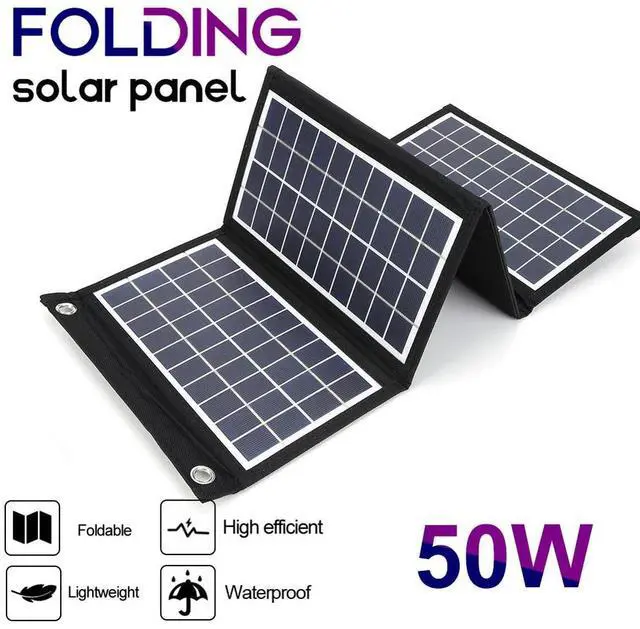 Alt view image 2 of 5 - Dual USB Portable Solar Charger with 2 Buckles Foldable Charger Solar Panel 30/40/50W for Tourism Camping Hiking