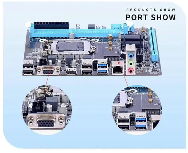 Alt view image 3 of 4 - H81 Computer Motherboard Support SATA 3.0 2.0 Micro-ATX A1150 Desktop Computer Mainboard PCI Express X16 X1 M.2 Nvme/NGFF Slot