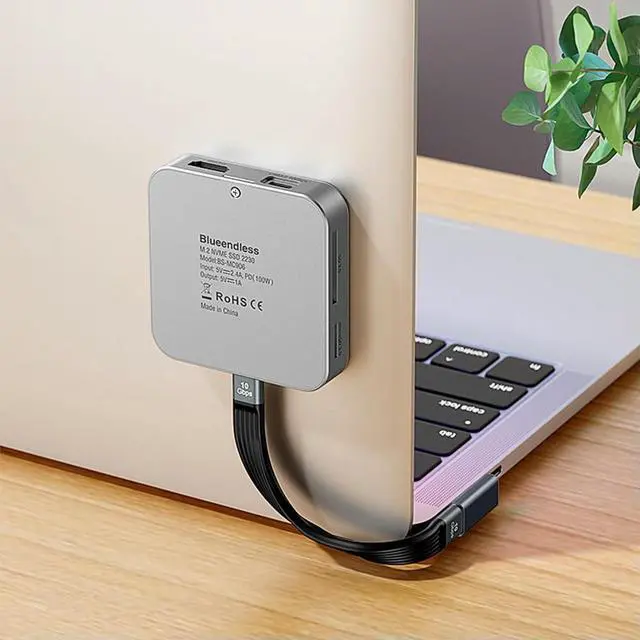 Alt view image 2 of 4 - 8 in 1 USB C Hub with M.2 NVMe/SATA SSD Enclosure SD Docking Station 4K 60Hz HDMI-Compatible Aluminum Alloy USB-C 3.2&USB-A 3.2