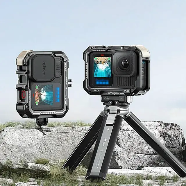 Alt view image 2 of 4 - l Case Aluminum Cage for Max Lens Mod Video Light Quick Release Vertical Mount Kit Camera Cage for GoPro Hero13 12 11 10 9