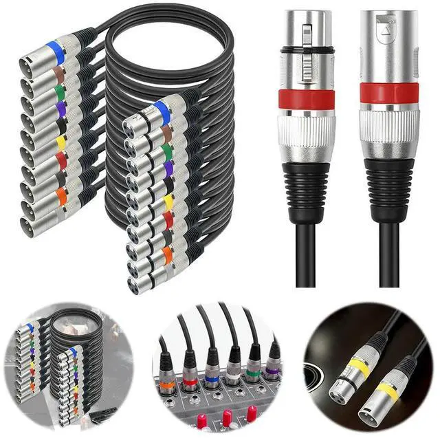 Main image of 10 Pack XLR Cable 1.5M Male To Female 3 Pins Balanced Shielded XLR Microphone Cable for Audio Mixer Speaker System Radio Station