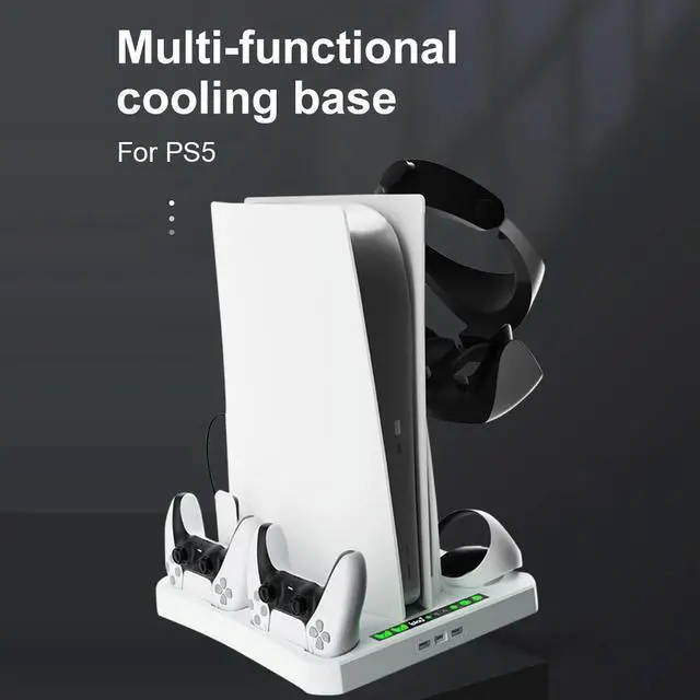Alt view image 4 of 4 - Multi-Function Cooling Stand Game Helmet Rack Controller Charging Station Disc Console Fan Holder for PS VR2