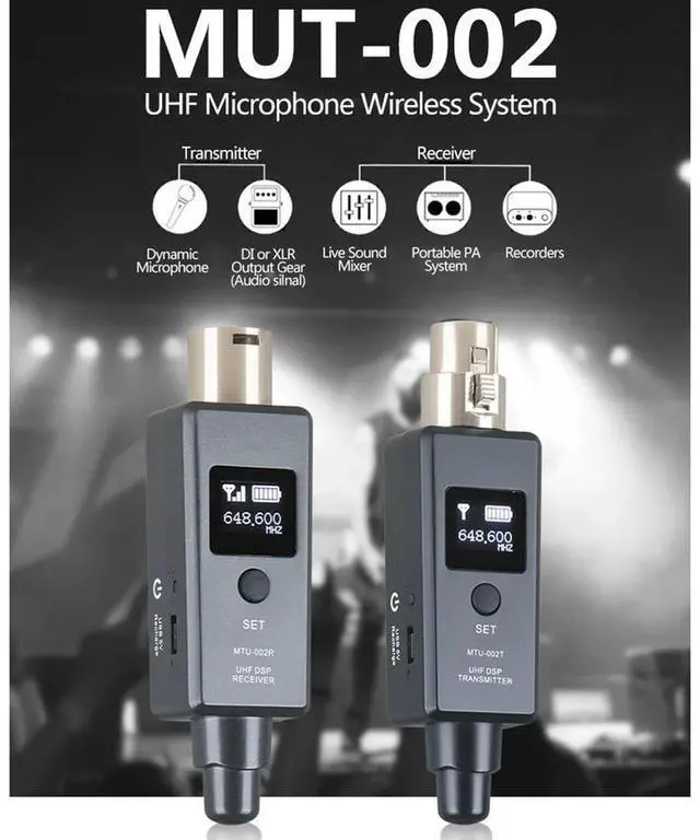 Main image of Micphone Wireless System Transmitter Receiver for Dynamic Mic Mic/Line Two Modes
