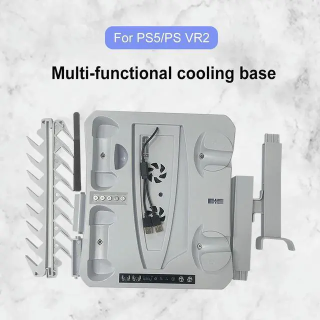 Alt view image 2 of 4 - Multi-Function Cooling Stand Game Helmet Rack Controller Charging Station Disc Console Fan Holder for PS VR2