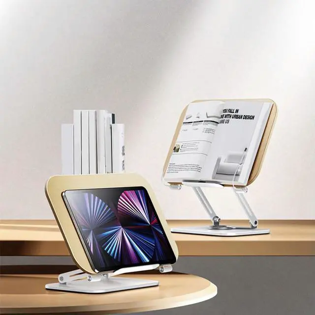 Alt view image 2 of 7 - Book Stand for Reading Adjustable Book Holder with 360 Degree Rotating Base Foldable Desktop Riser for Laptop Recipe