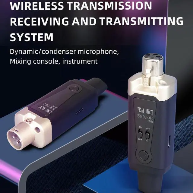 Alt view image 2 of 7 - UHF Wireless Mic System Converter 500-980MHz Mic System Converter Transmitter 1000mAh HD Display Screen for Live Streaming Mixer