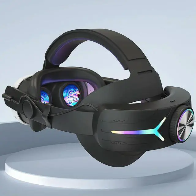 Alt view image 3 of 4 - 8 in 1 VR Accessories Bundle Front Shell Cover RGB Head Strap Face Cover Controller Grips Cover Rocker Cap for Quest 3