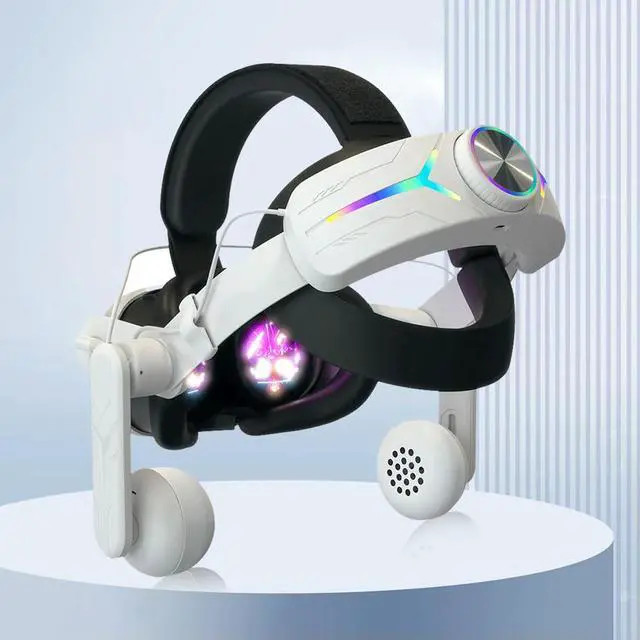 Alt view image 3 of 4 - Headphones VR Replacement Elite Head Strap Comfortable Adjustable Alternative Head Strap RGB Light for Quest 3 VR Glasses