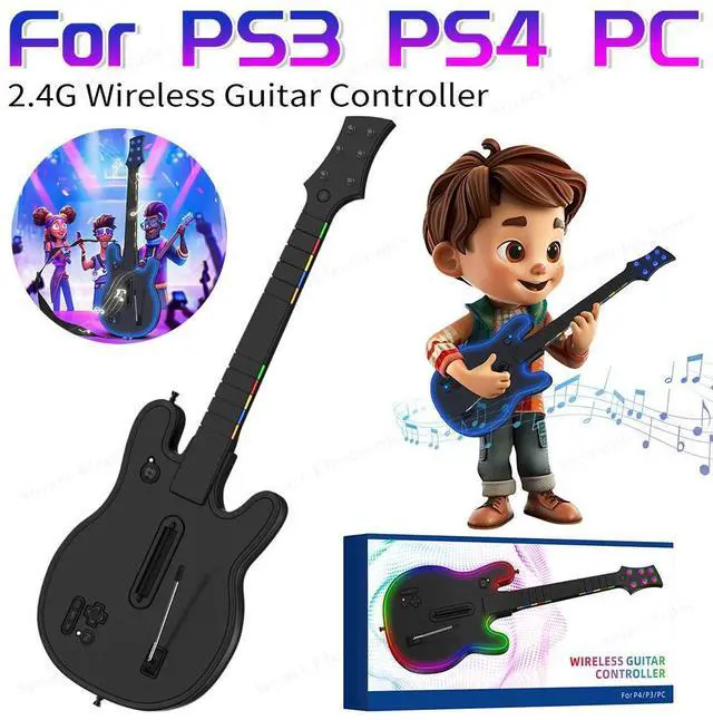 Main image of 2.4G Wireless Guitar Controller Console Remote Joystick PC Guitar Controller for PS4/3 PC Guitar Hero Clone Hero Rock Band